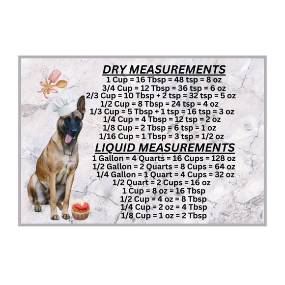 Belgian Malinois Dog Measuring Chart Magnet Kitchen Baking Guide - Picture 1 of 1